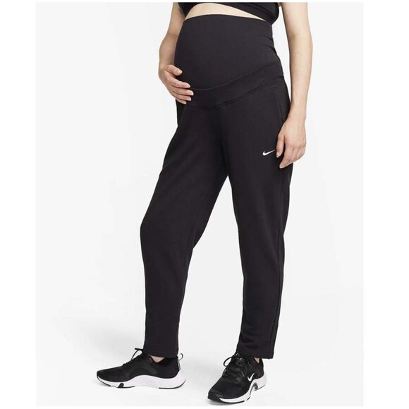 NWT Nike Women' s Maternity One French Terry Pants Black FB4683-010 Large L - Picture 1 of 3